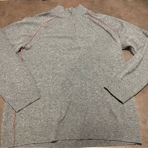 Naadam wool cashmere quarter zip gray pullover sweater